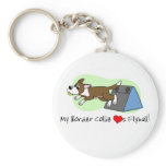 My Border Collie Loves Flyball Keychain (Brown)