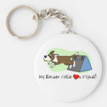 My Border Collie Loves Flyball Keychain (Brown)