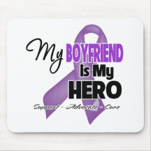 My Boyfriend is My Hero - Purple Ribbon Mouse Pads