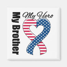 My Brother My Hero Patriotic USA Ribbon Fridge Magnets