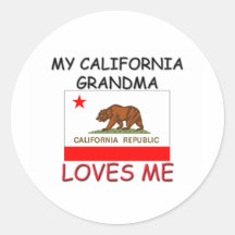 My California Grandma Loves Me Round Stickers