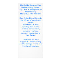 My child has autism card rack card template