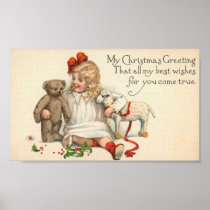 MY Christmas Greeting Child with Teddy Bear