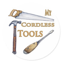 My Cordless Tools Round Stickers
