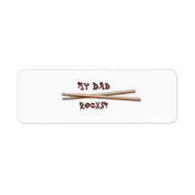 My Dad Rocks Drumsticks for Drummer Father Return Address Labels