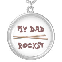 My Dad Rocks Drumsticks for Drummer Father Personalized Necklace