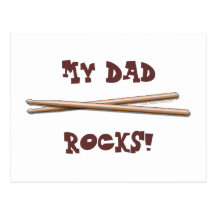 My Dad Rocks Drumsticks for Drummer Father Postcards