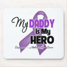 My Daddy is My Hero - Purple Ribbon Mousepads