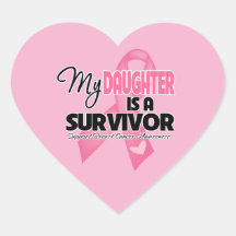 My Daughter is a Survivor - Breast Cancer Heart Stickers