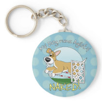 My Dog Runs Agility Naked Keychain