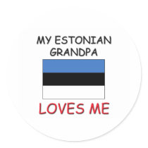 My Estonian Grandpa Loves Me Round Sticker