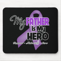 My Father is My Hero - Purple Ribbon Mouse Pads
