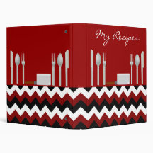 My Favourite Recipes Red Black and White Zig Zag 3 Ring Binders