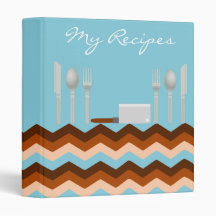 My Favourite Recipes Turquoise Peach Rust Zig Zag Vinyl Binders