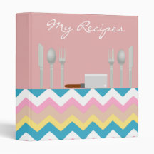 My Favourite Recipes Turquoise Pink White Zig Zag Vinyl Binders