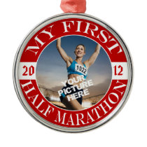 My First Half Marathon - Customizable Photo & Year ornaments