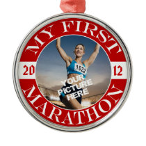 My First Marathon - Customizable Photo and Year ornaments