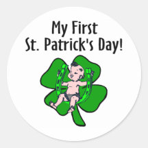 My First St, Patricks Day Baby Round Stickers