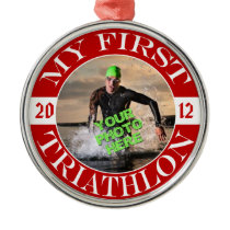 My First Triathlon - Customizable Photo and Year ornaments