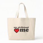 My Girlfriend Loves Me Valentines Day Heart 14th Canvas Bags