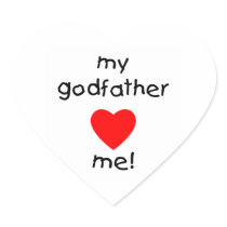 My Godfather Loves Me Heart Sticker