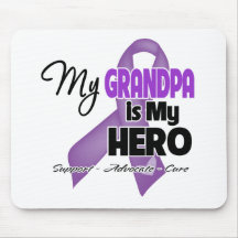 My Grandpa is My Hero - Purple Ribbon Mouse Pad