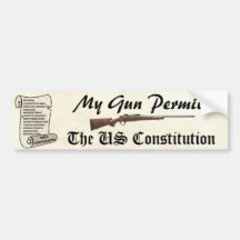 My Gun Permit The United States Constitution Bumper Sticker