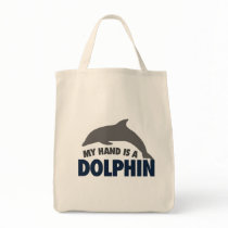 My hand is a dolphin tote bags