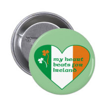 My heart beats for Ireland Pinback Buttons