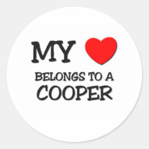 My Heart Belongs To A COOPER Round Sticker
