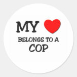 My Heart Belongs To A COP Round Sticker