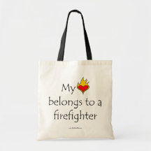 My Heart Belongs To A Firefighter Canvas Bags