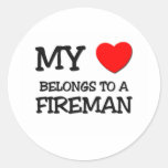 My Heart Belongs To A FIREMAN Sticker