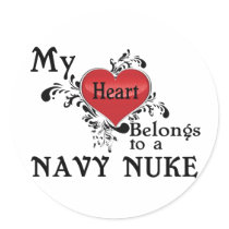 My Heart Belongs to a Navy Nuke Round Stickers