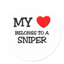 My Heart Belongs To A SNIPER Round Stickers