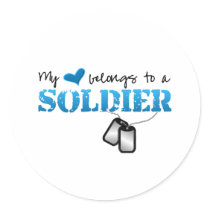 My heart belongs to a Soldier Round Stickers