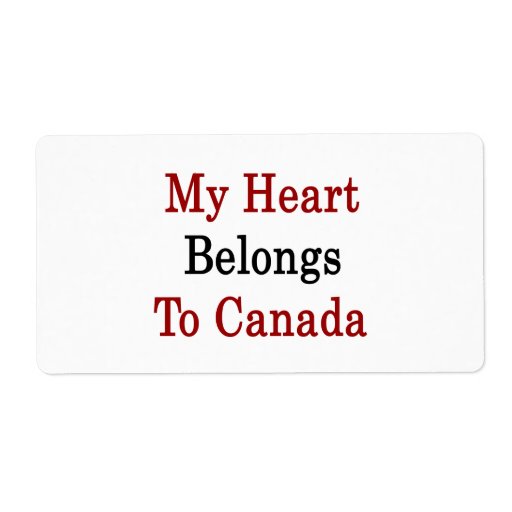 My Heart Belongs To Canada Custom Shipping Labels