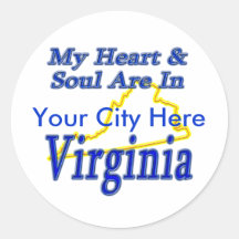 My Heart & Soul Are In Virginia Round Stickers