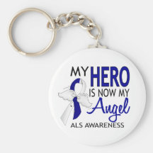 My Hero Is My Angel ALS Keychain
