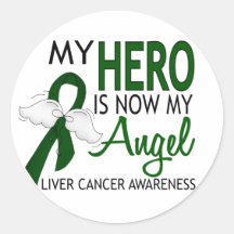 My Hero Is My Angel Liver Cancer Round Sticker