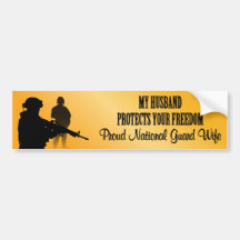 My Husband Protects Your Freedom (National Guard W Bumper Sticker