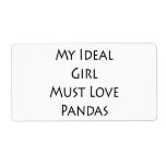 My Ideal Girl Must Love Pandas Personalized Shipping Label