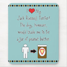 My Jack Russell Terrier Loves Peanut Butter Mouse Pads