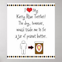 My Kerry Blue Terrier Loves Peanut Butter Print