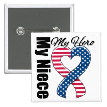 My Niece My Hero Patriotic USA Ribbon Buttons