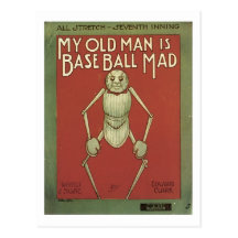 My Old Man Is Baseball Mad Vintage Songbook Cover Postcard