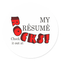 MY RESUME ROCKS ROUND STICKER