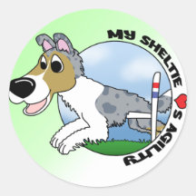 My Sheltie Loves Agility Round Sticker