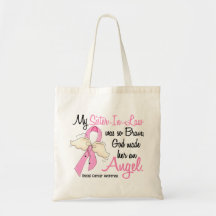 My Sister-In-Law Is An Angel 2 Breast Cancer Canvas Bags
