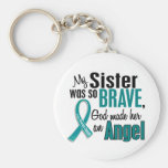 My Sister Is An Angel 1 Ovarian Cancer Keychains